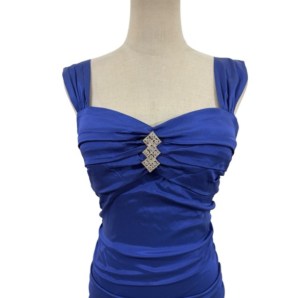 Vtg Y2K B Darlin Blue Bubble Hem Ruched Mini Dress Sz 11/12 Twee Punk Cocktail - Picture 2 of 9